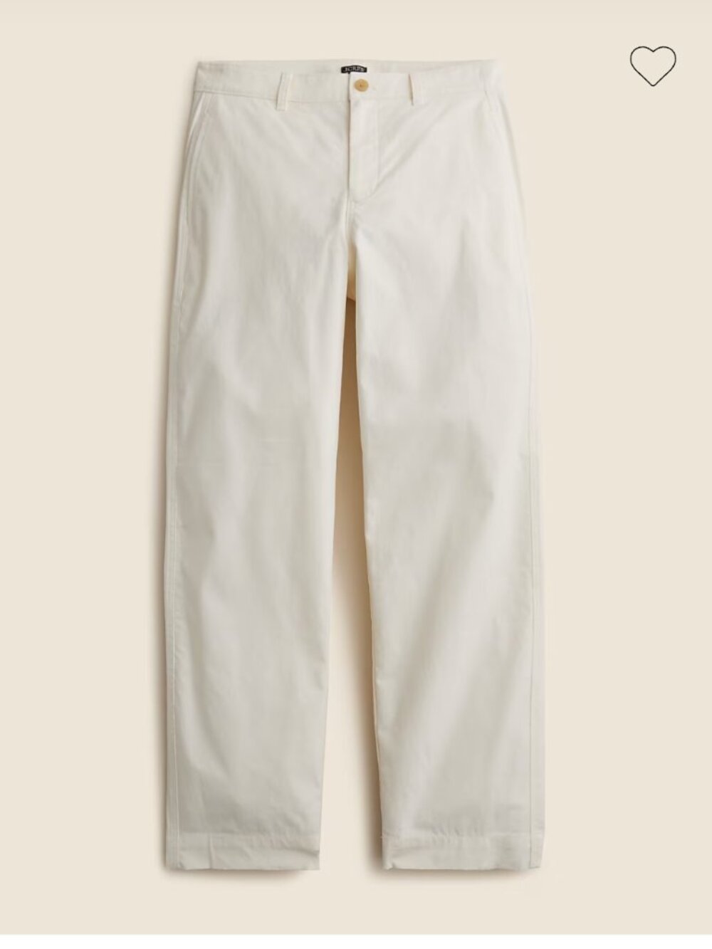 NWT J Crew Barrel-leg pant in cotton blend in Creme, Size 29
